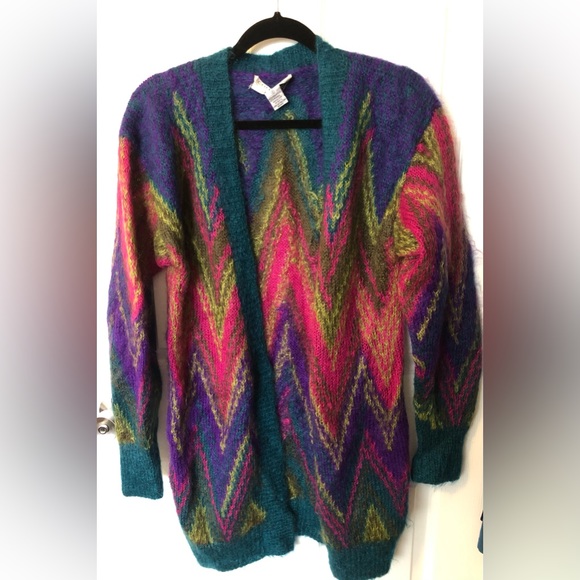 S Mohair Rainbow Cardigan 80s Vintage - Picture 3 of 8
